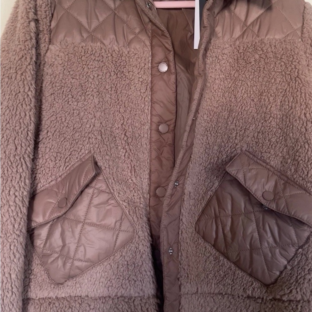 Jacket Brown Size M Tahari Faux Suede Women's Coat.